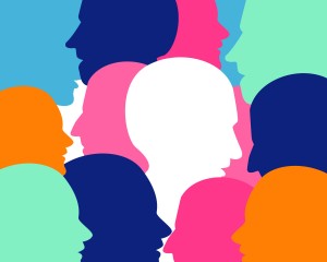 People profile heads. Vector background pattern.